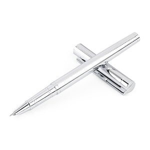 Luxury Platinum Steel Fountain Pen Silver Metal Fine Hooded Nib Office/School Stationery