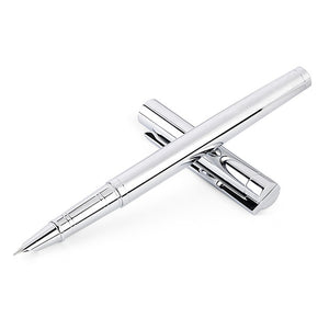 Luxury Platinum Steel Fountain Pen Silver Metal Fine Hooded Nib Office/School Stationery