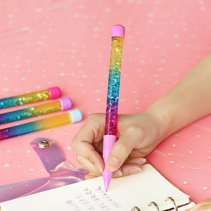 Cute 0.5mm Fairy Stick Ballpoint Pen Drift Sand Glitter Crystal Pen Rainbow Color Creative Ball Pen Kids Gift Novelty Stationery