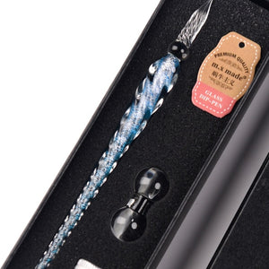 Crystal Glass Dip Pen Set with Non-carbon Ink