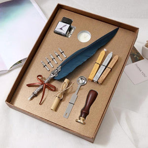 Retro Vintage Calligraphy Feather Dip Pen & Ink Set