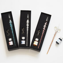 Load image into Gallery viewer, Crystal Glass Dip Pen Set with Non-carbon Ink