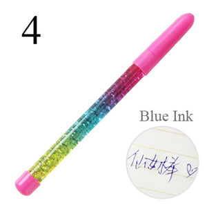 Cute 0.5mm Fairy Stick Ballpoint Pen Drift Sand Glitter Crystal Pen Rainbow Color Creative Ball Pen Kids Gift Novelty Stationery