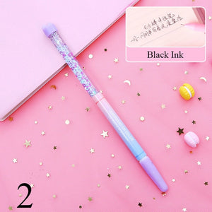 Cute 0.5mm Fairy Stick Ballpoint Pen Drift Sand Glitter Crystal Pen Rainbow Color Creative Ball Pen Kids Gift Novelty Stationery