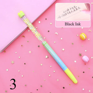 Cute 0.5mm Fairy Stick Ballpoint Pen Drift Sand Glitter Crystal Pen Rainbow Color Creative Ball Pen Kids Gift Novelty Stationery