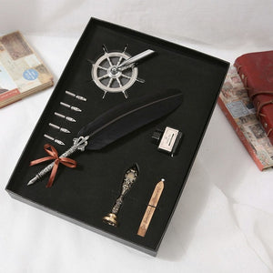 Retro Vintage Calligraphy Feather Dip Pen & Ink Set
