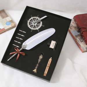 Retro Vintage Calligraphy Feather Dip Pen & Ink Set